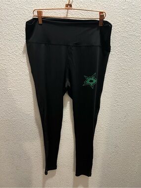 NHL Black Leggings with Green Star Logo
